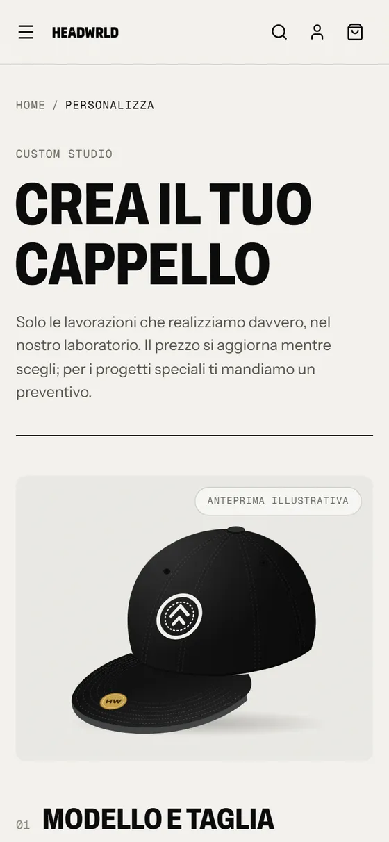 Il configuratore sul telefono