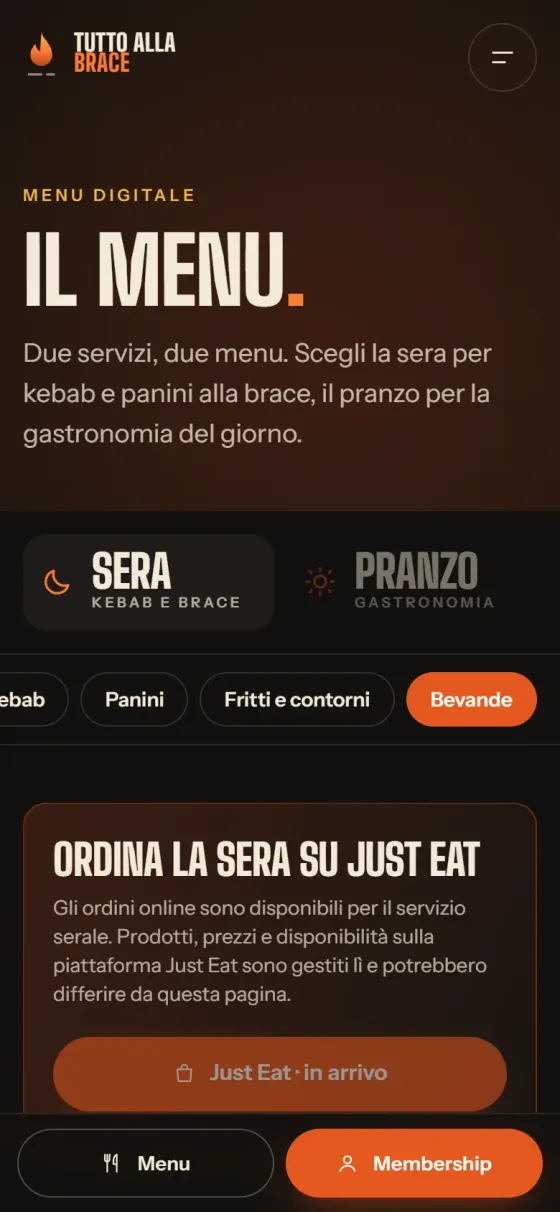 Il menu sul telefono