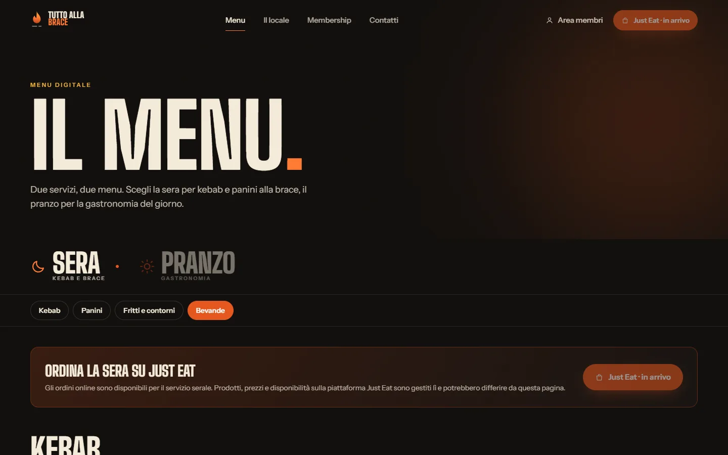Il menu digitale